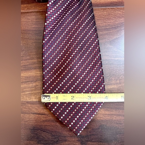 BERGAMO NEW YORK Red/Burgundy Striped Repp Tie - Picture 10 of 11